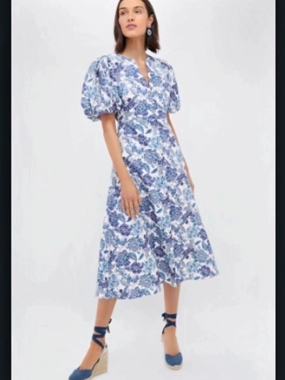 Tuckernuck Hyacinth House Steel Blue Floral Brody Midi Dress